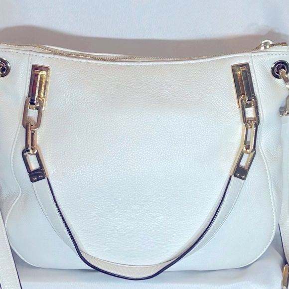 Michael Kors Large White Bags with Gold Accents.  Gently Used. 12.5”L x 9”H - Picture 6 of 15